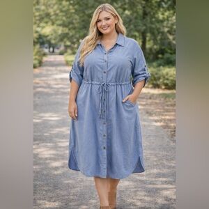 NWT Bloomchic tie front Tailored collar button down Midi dress size 14/16 🌸